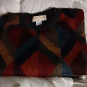 Norm Thompson Men's Argyle Sweater - Red, Blue, Brown Sz L